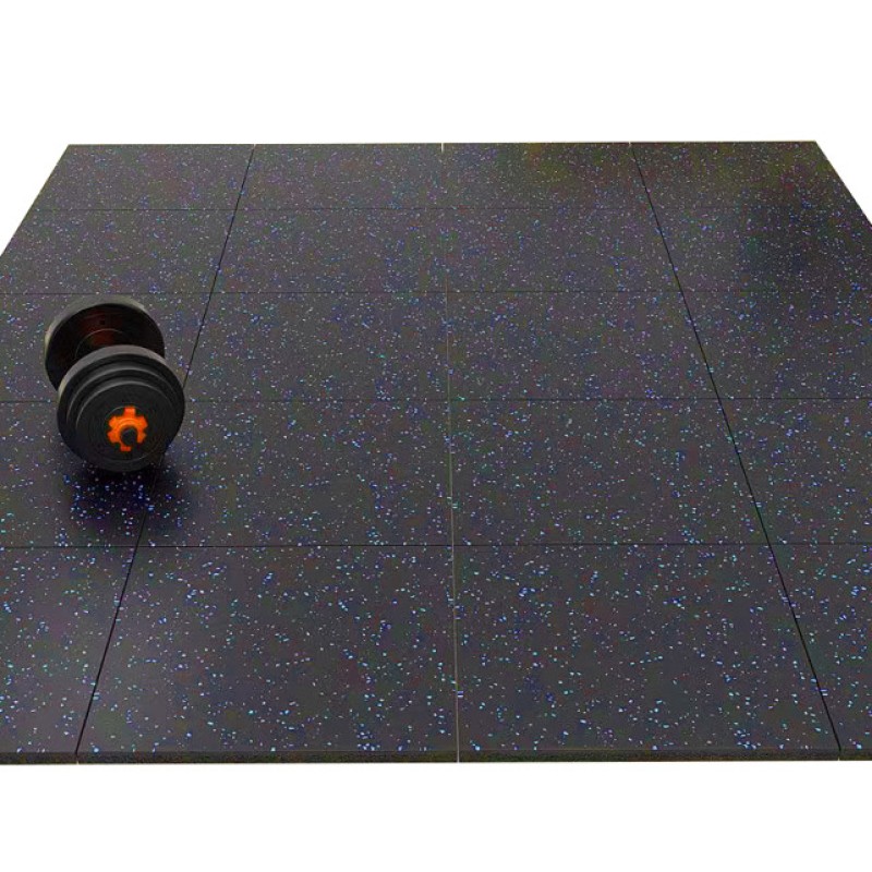 Mfitness Δάπεδο Οργάνων Γυμναστηρίου Μαύρο με Flecks 100x100x1.5cm 1τμχ